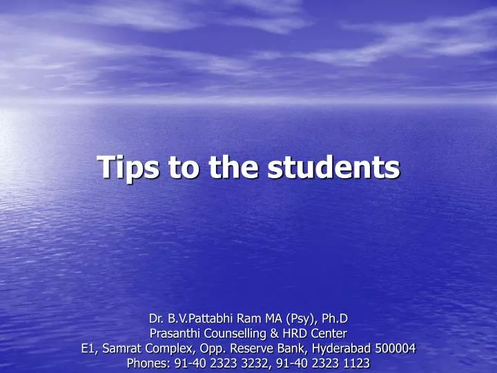 tips to the students
