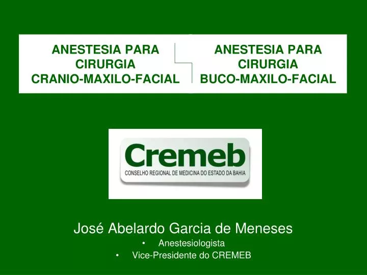 anestesia para cirurgia cranio maxilo facial