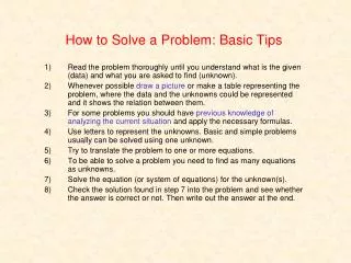 How to Solve a Problem: Basic Tips