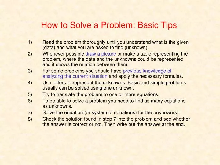 how to solve a problem basic tips