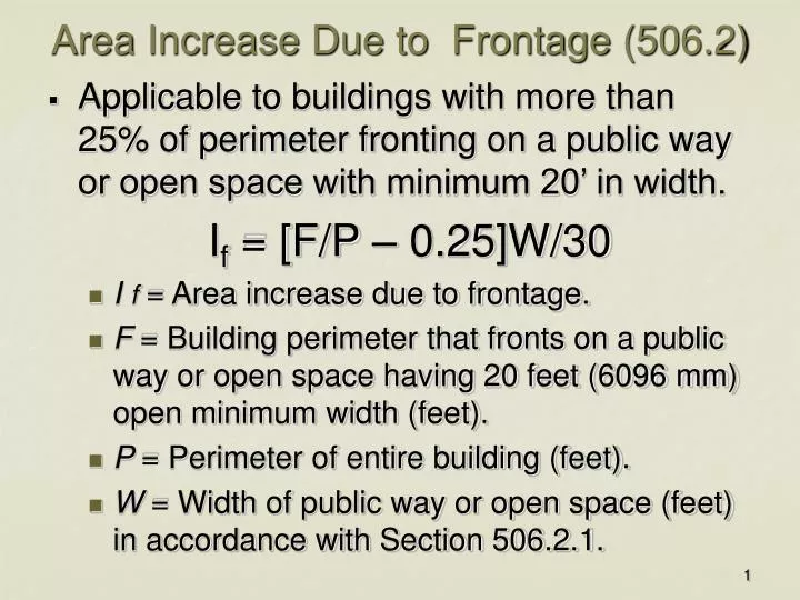 area increase due to frontage 506 2