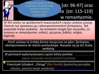 temat pie solowa str 96 97 oraz opera i operetka str 115 119 w romantyzmie