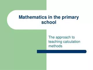 Mathematics in the primary school