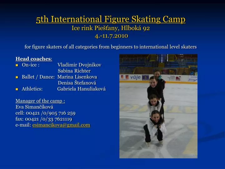 5th international figure skating camp ice rink pie any hlbok 92 4 11 7 2010