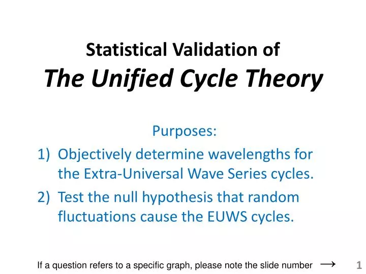statistical validation of the unified cycle theory
