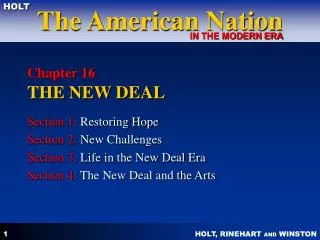 Chapter 16 THE NEW DEAL