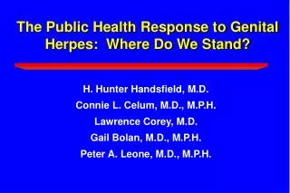 The Public Health Response to Genital Herpes: Where Do We Stand?