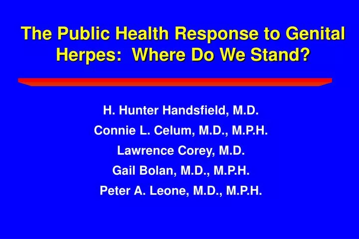the public health response to genital herpes where do we stand