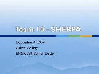 Team 10 - SHERPA