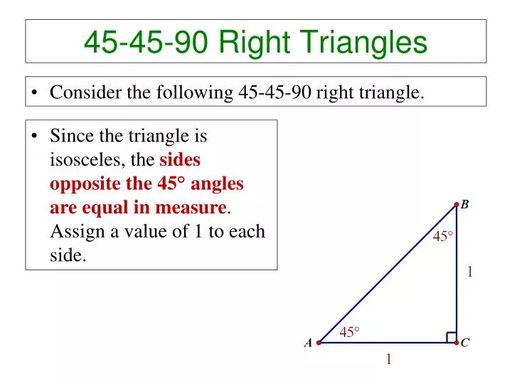 45 45 90 right triangles