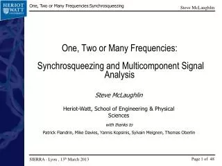 One, Two or Many Frequencies: Synchrosqueezing and Multicomponent Signal Analysis