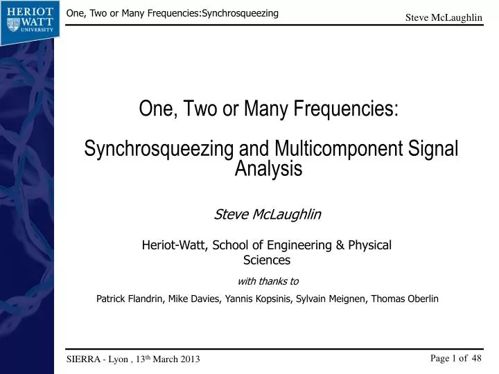 one two or many frequencies synchrosqueezing and multicomponent signal analysis