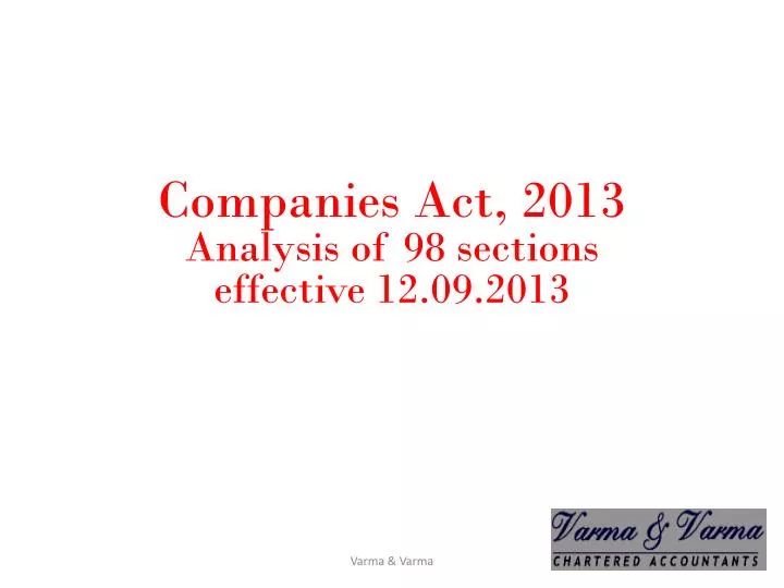 companies act 2013 analysis of 98 sections effective 12 09 2013