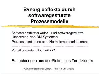 synergieeffekte durch softwaregest tzte prozessmodelle