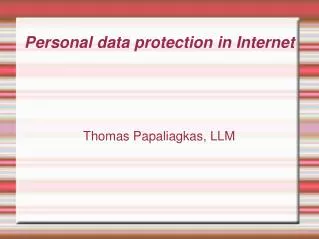 Personal data protection in Internet