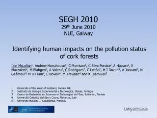 Identifying human impacts on the pollution status of cork forests