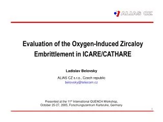 Evaluation of the Oxygen-Induced Zircaloy Embrittlement in ICARE/CATHARE