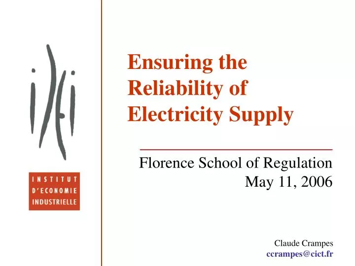 ensuring the reliability of electricity supply