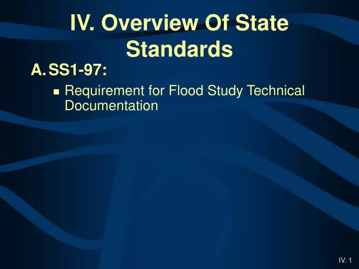 iv overview of state standards
