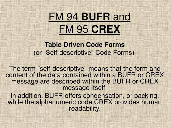 fm 94 bufr and fm 95 crex