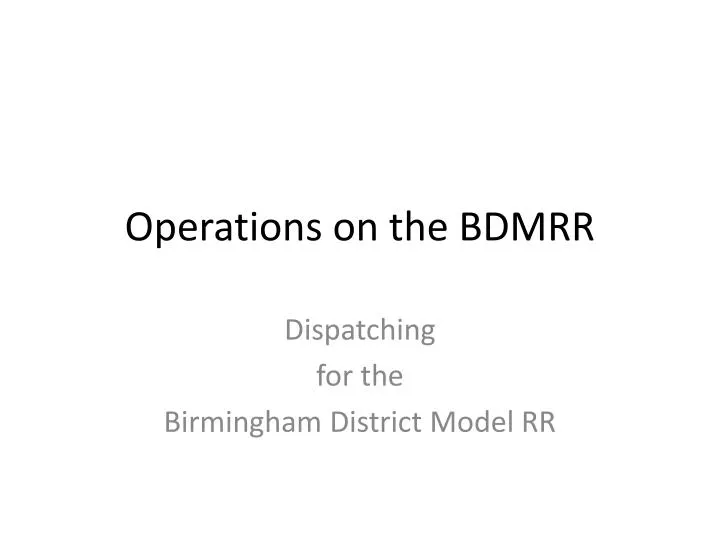 operations on the bdmrr