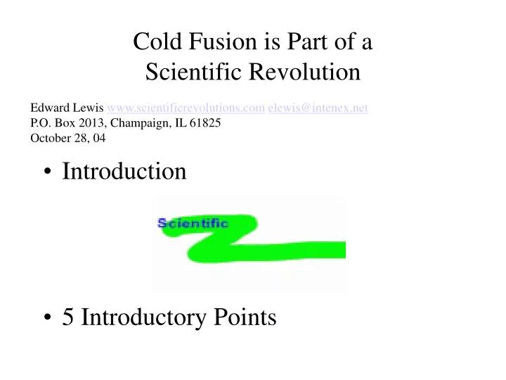 cold fusion is part of a scientific revolution