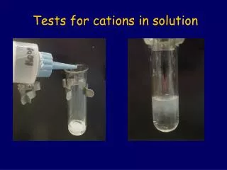 Tests for cations in solution