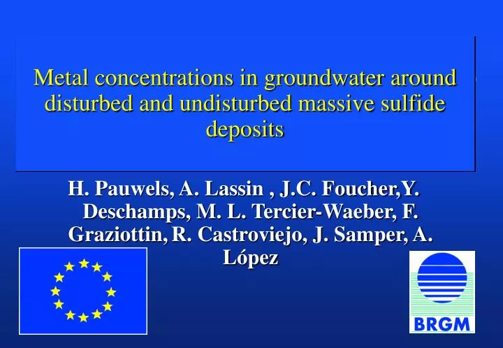 metal concentrations in groundwater around disturbed and undisturbed massive sulfide deposits