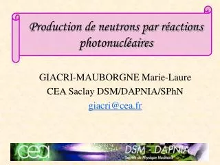 production de neutrons par r actions photonucl aires