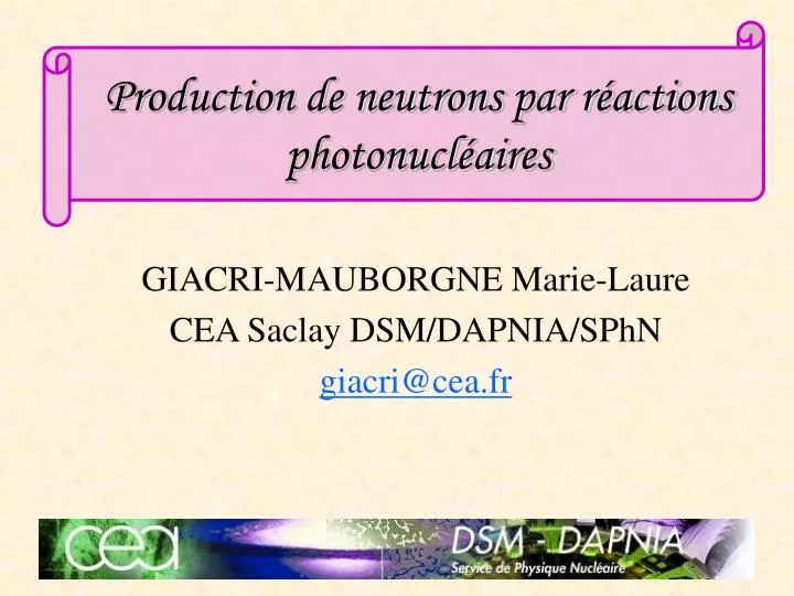production de neutrons par r actions photonucl aires