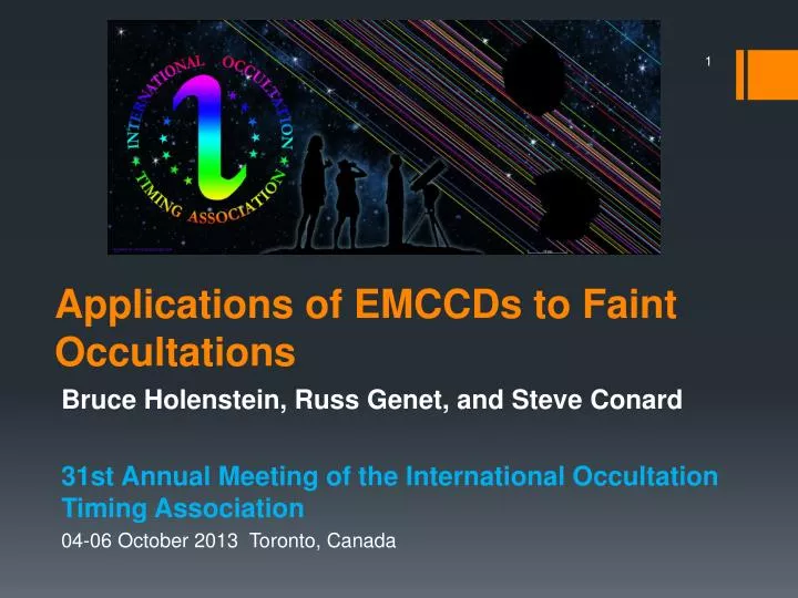 applications of emccds to faint occultations
