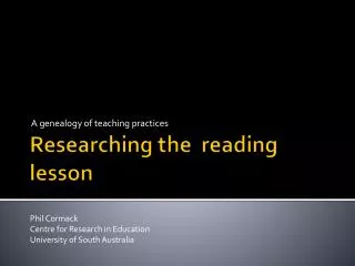 Researching the reading lesson
