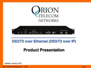 DS3/T3 over Ethernet (DS3/T3 over IP) Product Presentation