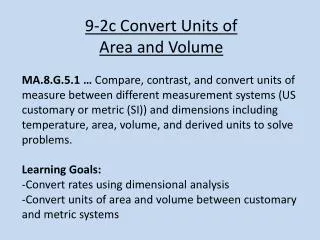 9-2c Convert Units of Area and Volume