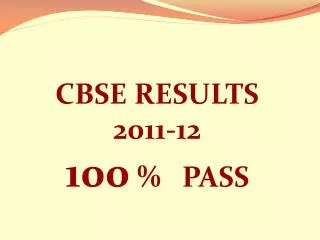 CBSE RESULTS 2011-12 100 % PASS
