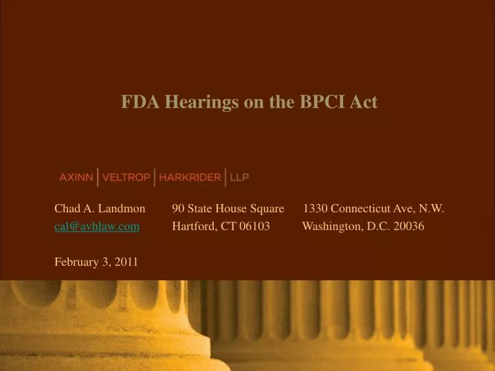 fda hearings on the bpci act