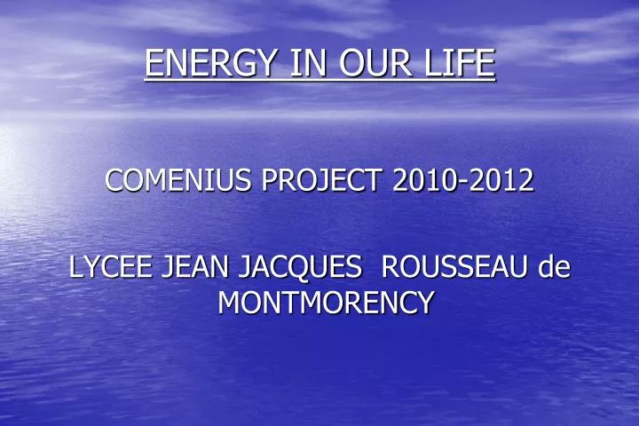 energy in our life