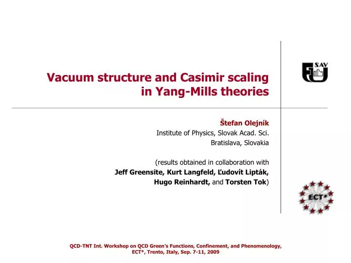 vacuum structure and casimir scaling in yang mills theories