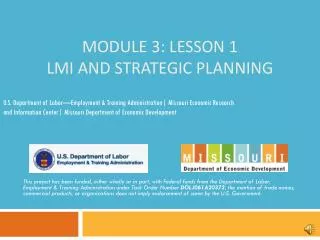 Module 3: Lesson 1 LMI and Strategic Planning
