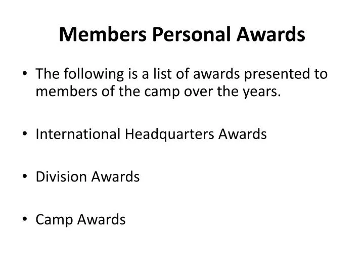 members personal awards