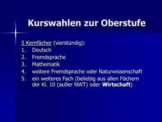 kurswahlen zur oberstufe