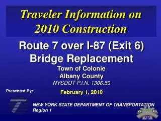 NEW YORK STATE DEPARTMENT OF TRANSPORTATION Region 1
