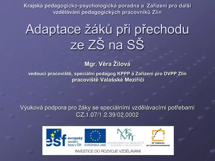 mgr v ra ilov vedouc pracovi t speci ln pedagog kppp a za zen pro dvpp zl n pracovi t vala sk mezi