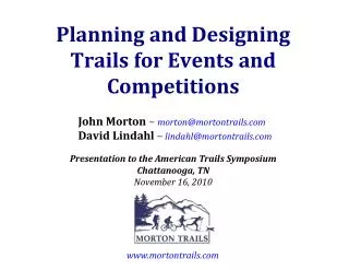 Planning and Designing Trails for Events and Competitions