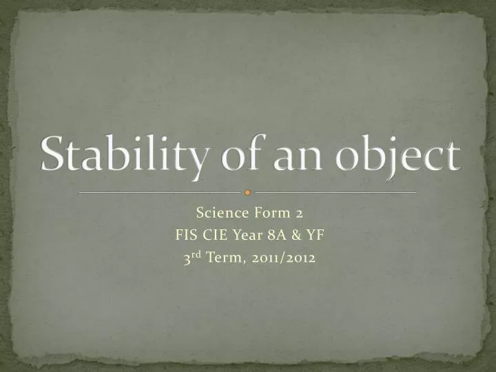 stability of an object