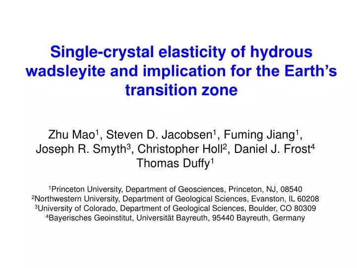 single crystal elasticity of hydrous wadsleyite and implication for the earth s transition zone