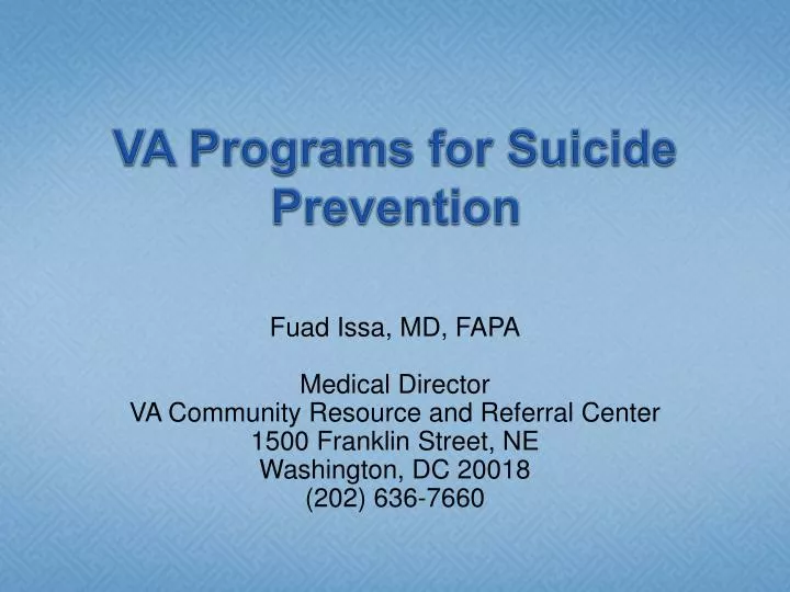 va programs for suicide prevention