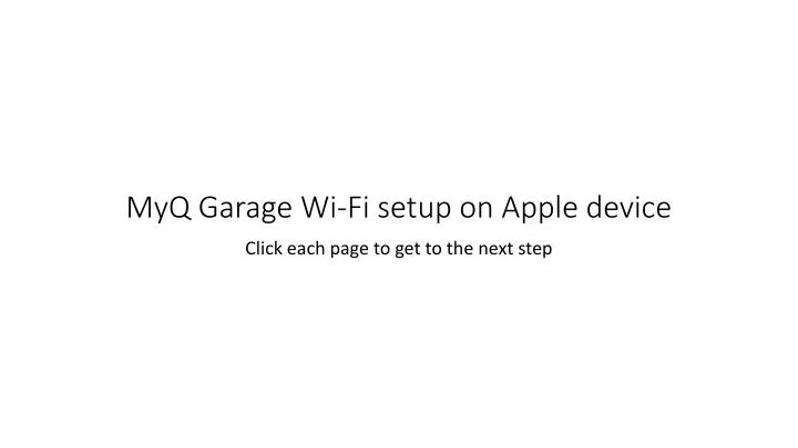 myq garage wi fi setup on apple device