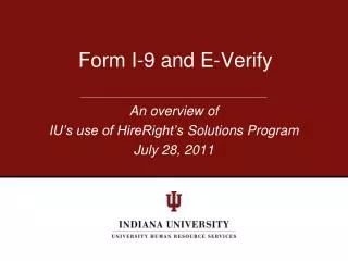 Form I-9 and E-Verify