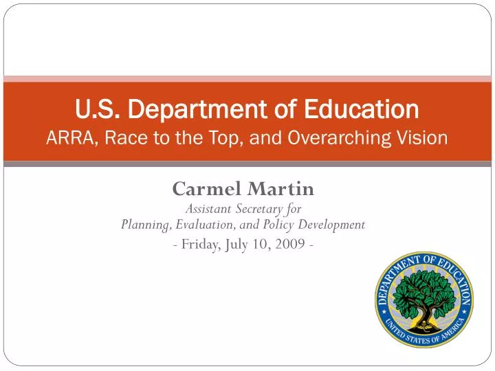 u s department of education arra race to the top and overarching vision